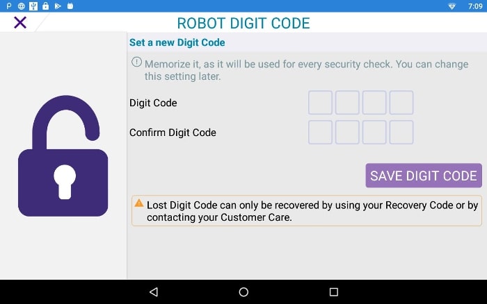 Kiosk mode: Create the robot digit code 