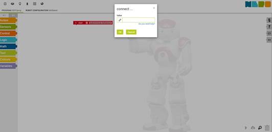 Open Roberta HMI to get NAO connected