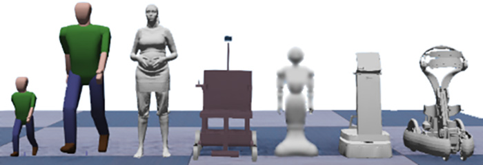 Fig. 12. Simulated agents of CROWDBOT using Inria simulator.