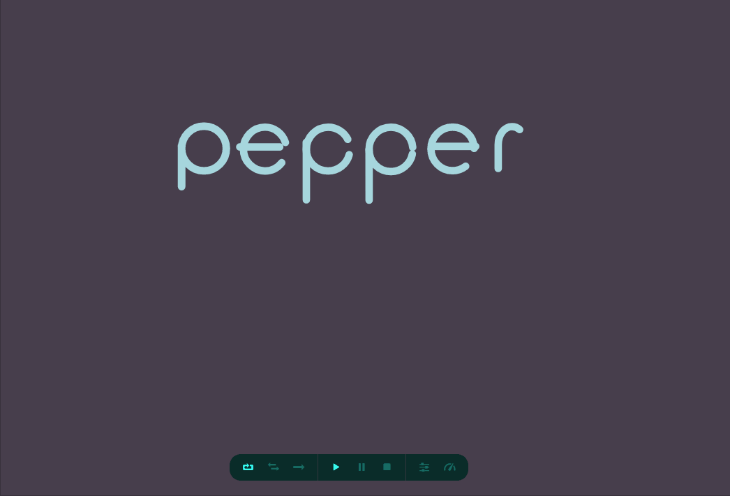 An animation of Pepper's name previewed with an online editor
