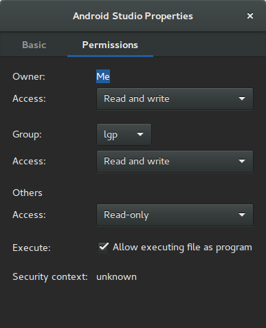 View of Desktop icon properties permissions setting