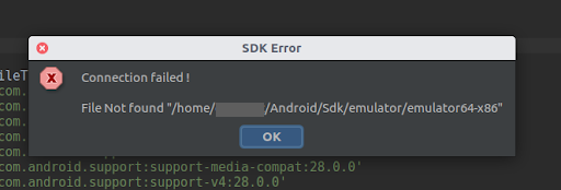 SDK Error popup window