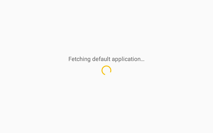 Kiosk Client loading screen: the application fetches the default application to run