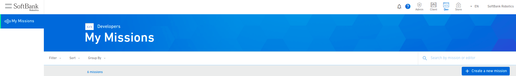 MyMissions Create a new mission button MyMissions Create a new mission button