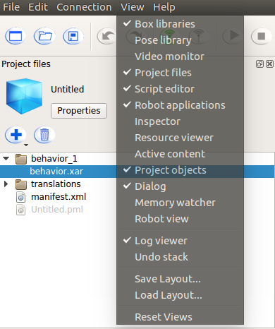 Choregraphe: activating views