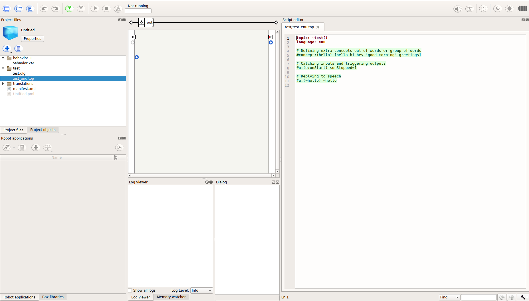 Choregraphe: opening the .top file