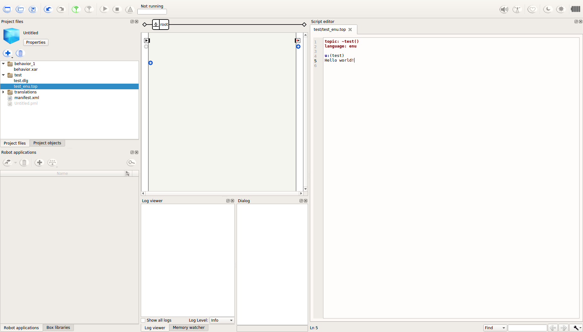 Choregraphe: writing a dialog