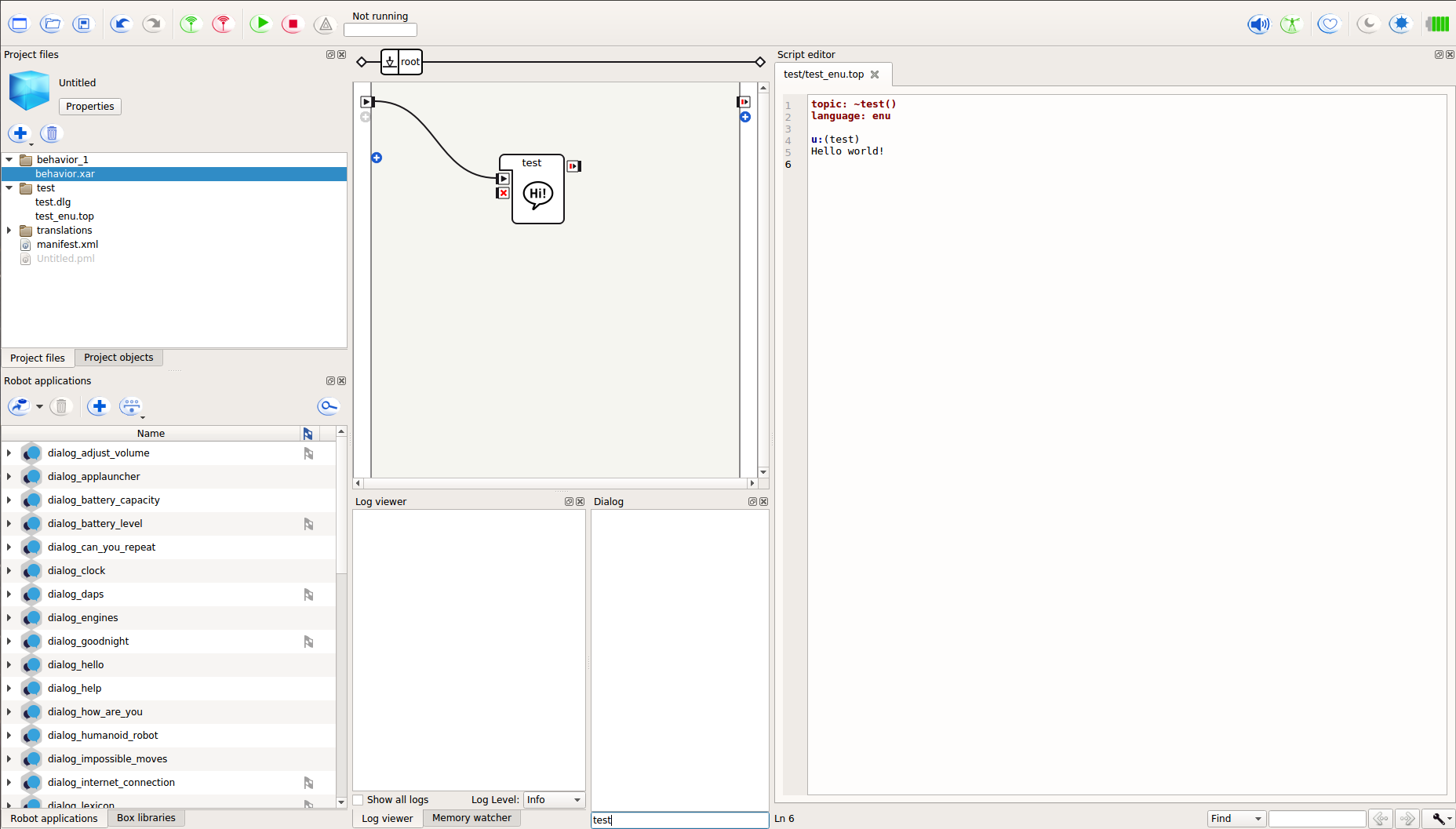 Choregraphe: entering an input in the dialog widget